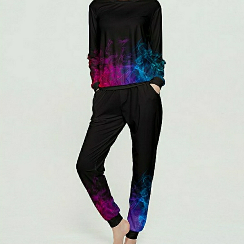 Black and Rainbow "Smoke" Jogger Set